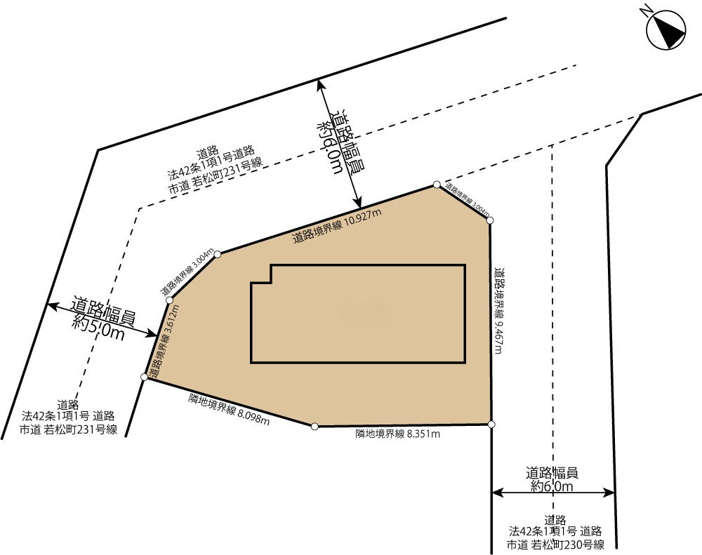 二方向道路に面した角地につき、明るさと開放感を兼ね備えた立地です　
