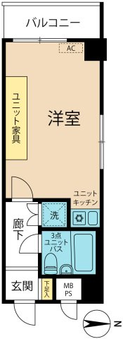 1Ｒ　北西角部屋です。