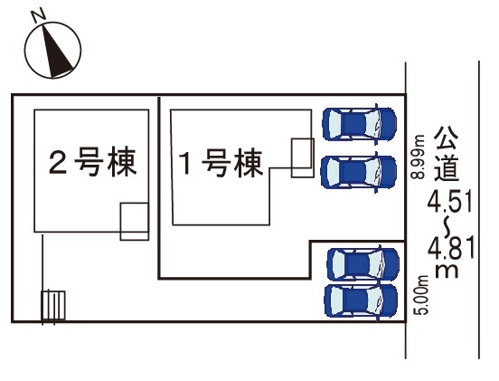 駐車場並列2台可。　南面にお庭あり。