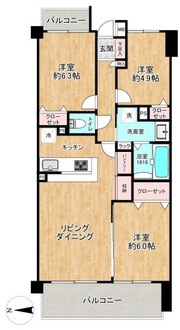 【令和8年7月末新規大規模リフォーム物件】全室収納付3LDK！4階角部屋で玄関ポーチ付き！眺望良好！