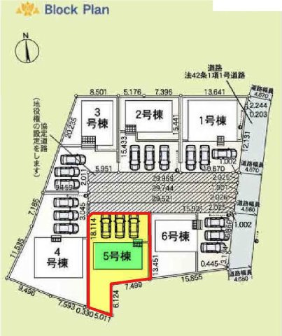 5号棟　区画図　東側接道幅員約4.6ｍ   　 　