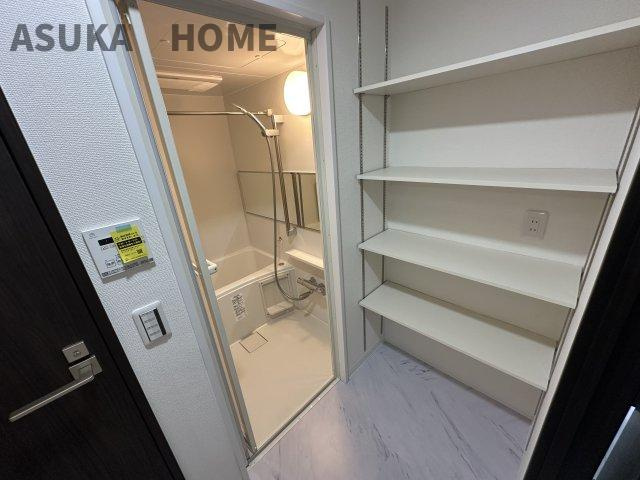 多彩な機能が備えられたパウダールームです。収納もたっぷり広く使えますね。
