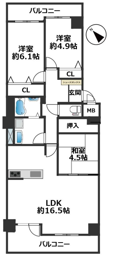 ・専有面積：75.62平米　3LDK　・二面バルコニー面積：17.22平米　・緑に囲まれており住環境良好♪　・集会場や洗車スペースも使用可能♪　