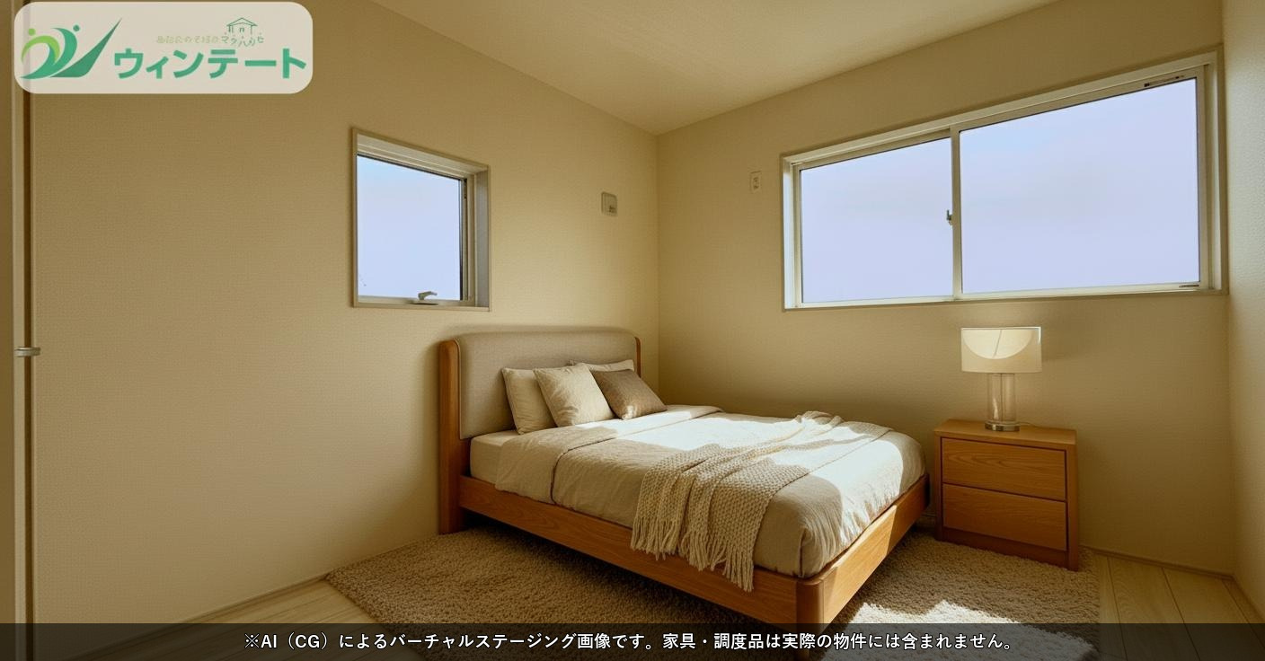 洋室は窓があり、明るく開放的な印象。収納も備えた便利な空間で、使い勝手の良い設計です。