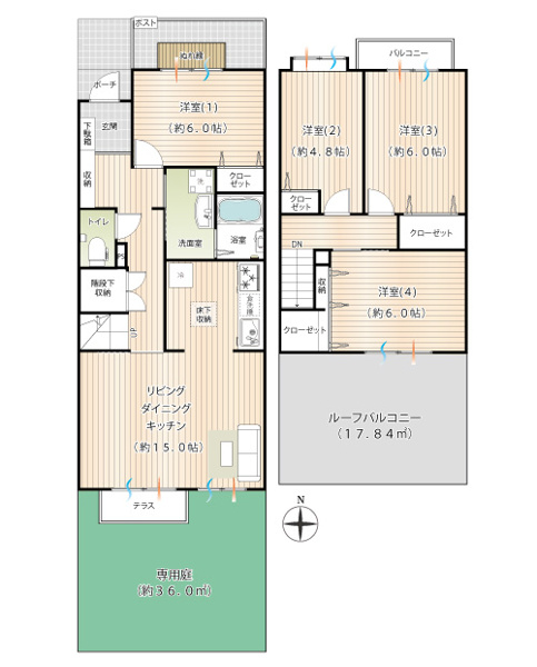 【グリーンメゾン南大沢13－17号棟の間取り】