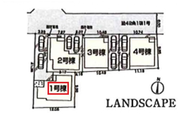 【全4棟・1号棟】　縦列駐車2台可能です。