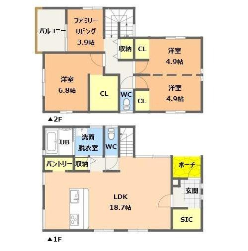 【下伊敷3丁目　モデルハウス分譲の間取り】