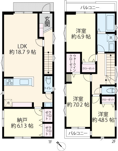 建築プラン　建物価格1400万円税込み　土地＋建物で7680万円　プラス200万円で間取変更できます。