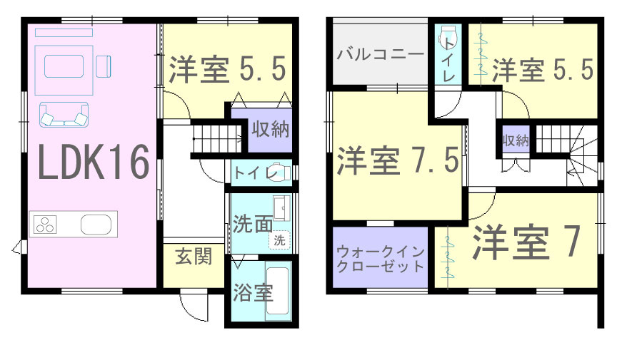 リビングを通らず2階へ行ける間取り！2階にもトイレ設置しました☆