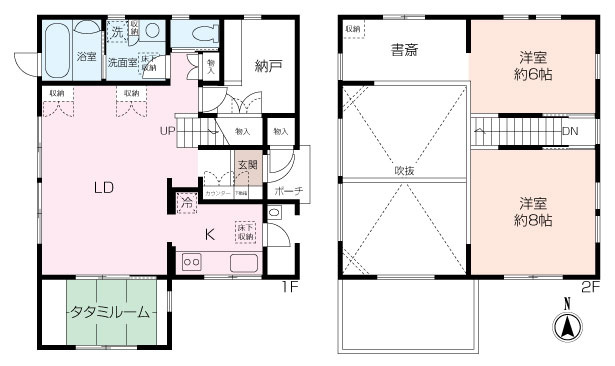 吹き抜け、書斎のあるこだわりの設計となっております。