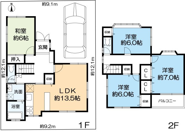 専有面積97.02？　4LDK　全居室約6帖以上です。