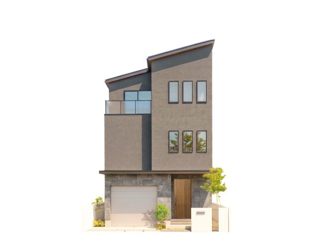 ■建物プラン例（外観イメージ）建物面積：162.88？（49.27坪）、建物価格：9、053万円　※別途、付帯工事費・諸費用等が必要となります　※当該プランの採用および変更は自由に可能です