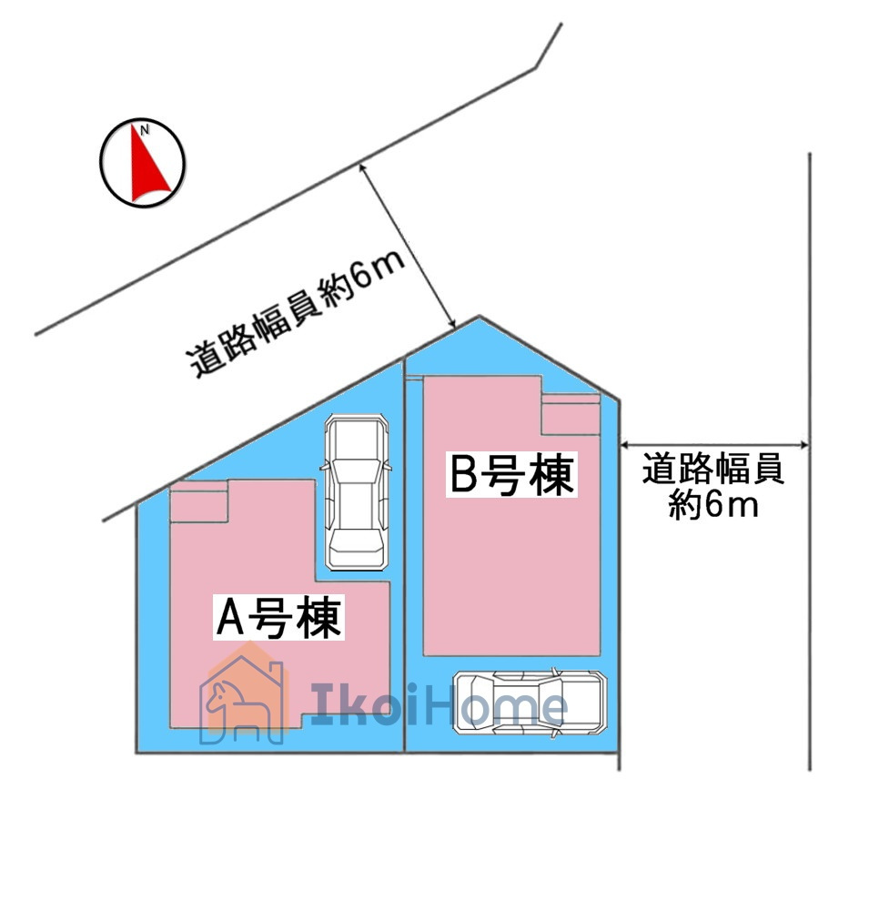【ホームページに現地動画掲載中】●年中無休：当日予約可●区画図です。前面道路は幅員約6mございます。