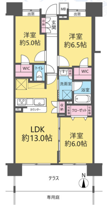 【3LDK+2WIC】　2つのウォークインクローゼットを備えた3LDK。家族それぞれの空間を確保できます。