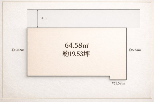土地の区画図（現況優先）。綺麗な整形地です。