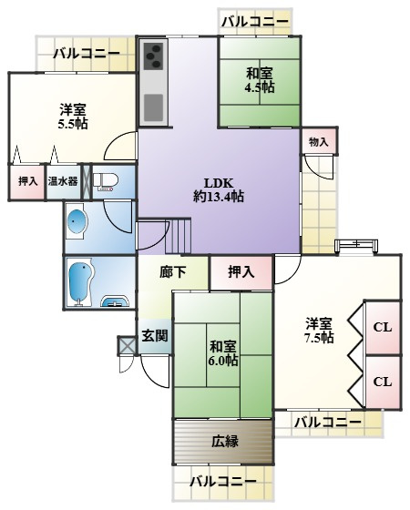 ライオンズマンション高宮第2 仲介手数料無料 の間取り
