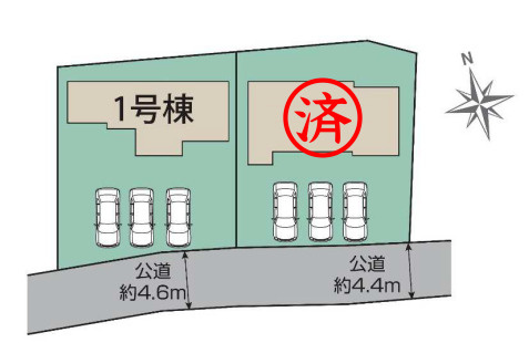●区画図●　駐車3台可能♪　前面道路も広く駐車もらくらくスムーズ♪
