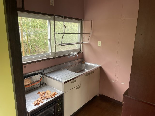 明るい光と緑が差し込む大きな窓が魅力。広いシンクで作業も快適です