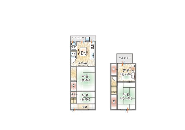 【間取り】　■2階建て×4DK　■各居室に収納付き！収納豊富な物件です♪　■和室のある古き良き家。DIYで自由にアレンジも可能◎