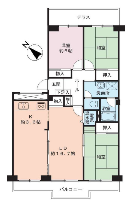 3LDK／専有面積:85.27ｍ2／バルコニー:8.44ｍ2