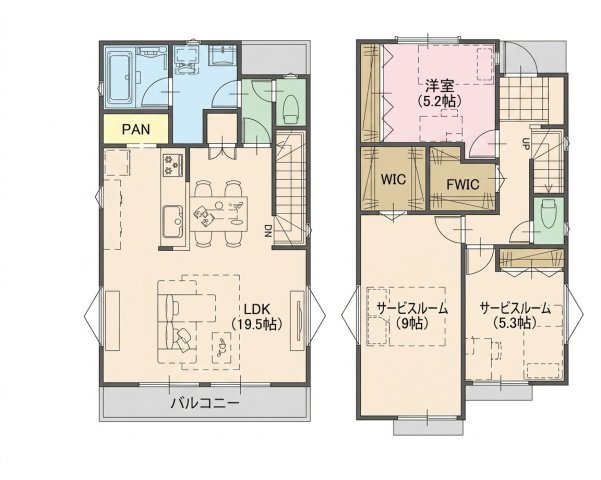 土地図＋建物プラン例
