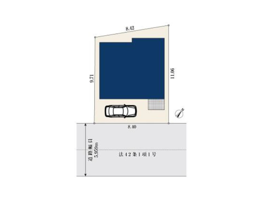 南東側6ｍ道路に面した開放的な立地。　交通量が少ないので車の出し入れもスムーズに行えます。