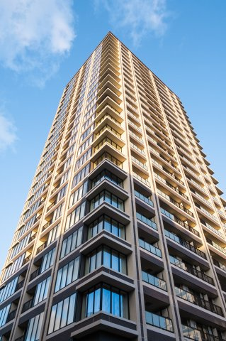 【外観】地上25階建て、総戸数143戸の高層タワーマンション！モザイクタイル貼りの美しい外壁！