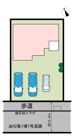 南側道路です。朝から夕方まで室内が明るく、照明をつけなくても過ごせる時間が長いです。
