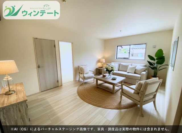 無駄のないシンプルなLDKデザイン。生活動線がスムーズで、家事や育児がしやすい間取りです。