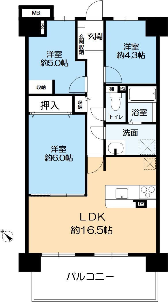63.76？　3LDKのお部屋です。　室内リフォームされており大変綺麗です。　お問い合わせお待ちしております。