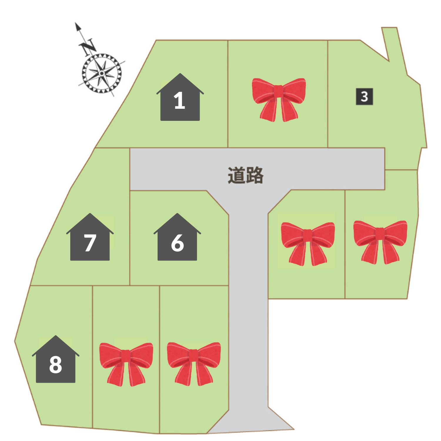 全10区画のゆとりある大型分譲地。落ち着いた住環境が魅力です。周辺には生活に便利な施設も揃い、子育て世帯にも安心♪毎日の暮らしを快適にサポートする、住環境充実の分譲地です。　
