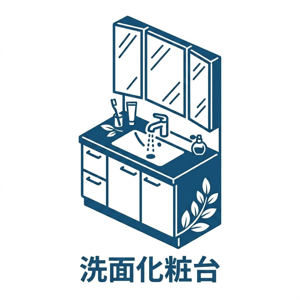 三面鏡付き洗面化粧台で朝の身支度もスムーズです