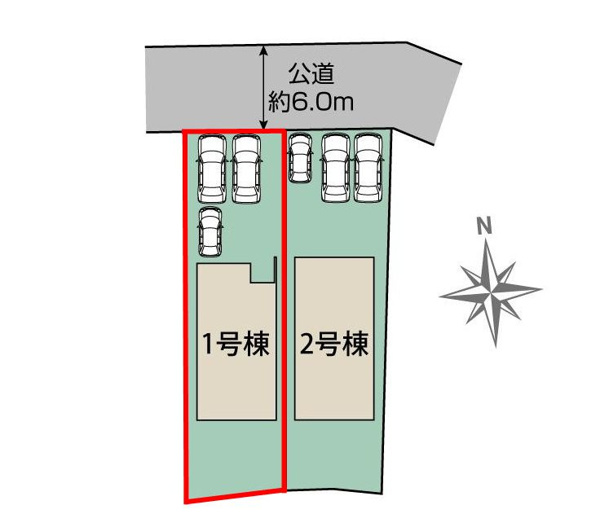 【郡山市安積荒井２丁目　　　１号棟　　　安積第１小学校、安積中学区の区画図】