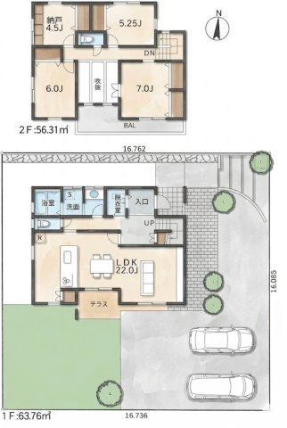 土地図＋建物プラン例