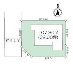 前面道路の幅員は4.5mございますので駐車もスムーズに行えます。