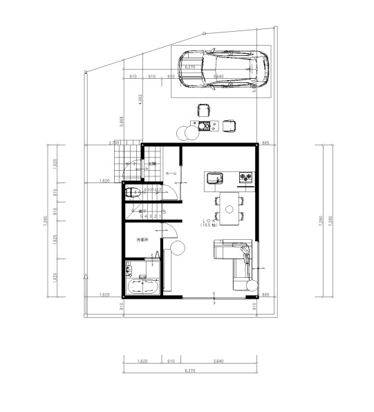 参考プラン：アキュラホーム　プラン例（建物面積91.06？）