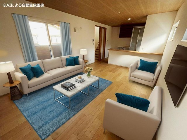 開放的な16帖LDK！空間をすっきり見せる対面式カウンターキッチンでお料理楽しく♪※家具はCGです