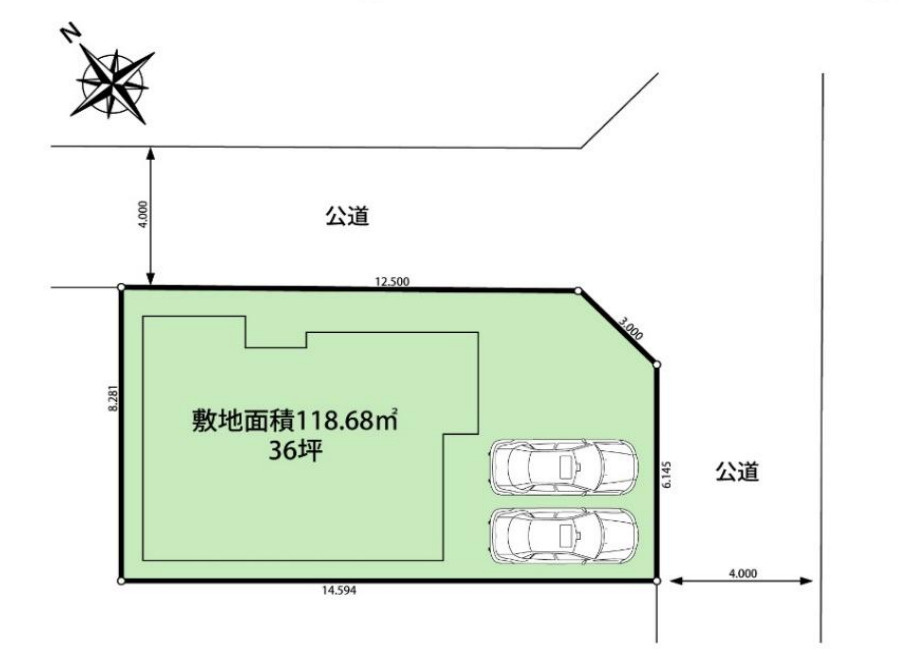 北東・南東角地！全居室に収納がある4LDK、収納豊富で住空間すっきり！水回りの集中した家事ラク動線です！家族のコミュニケーションが取りやすいリビングイン階段！駐車スペース2台可(車種による)！
