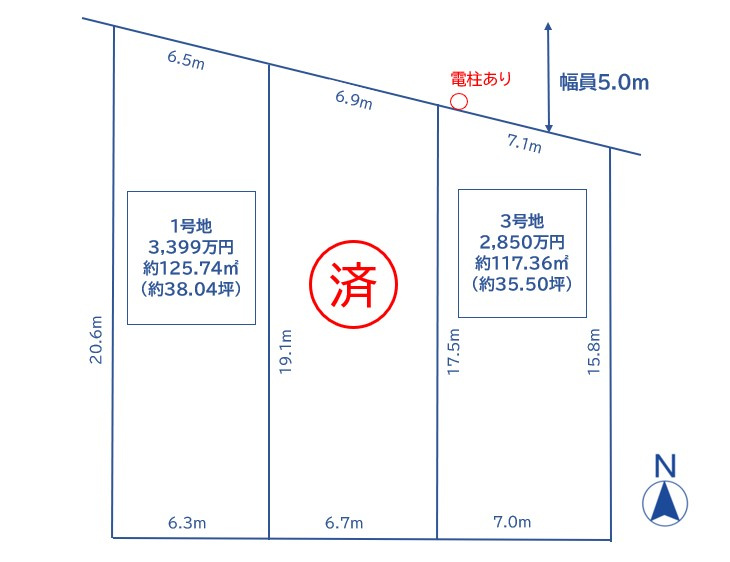 公簿面積367？を3区画に分筆し販売しております。実際の大きさとは異なる可能性がございます。