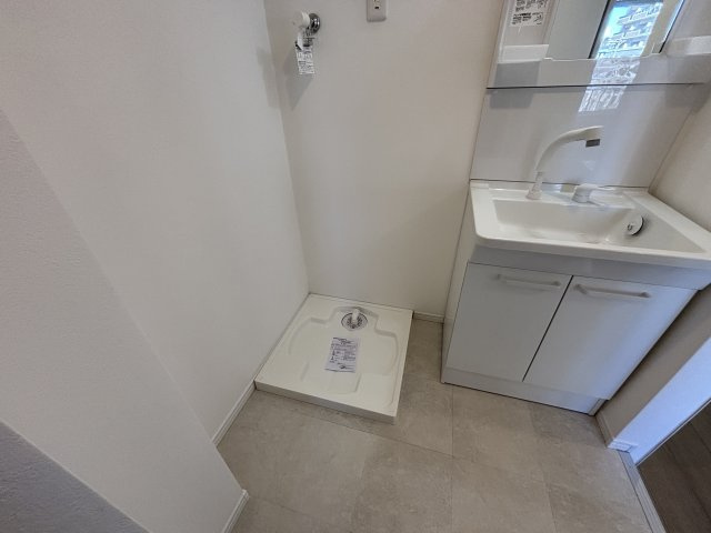 防水パン付き洗濯機置き場です