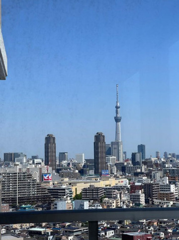 バルコニーからスカイツリーを望む眺望