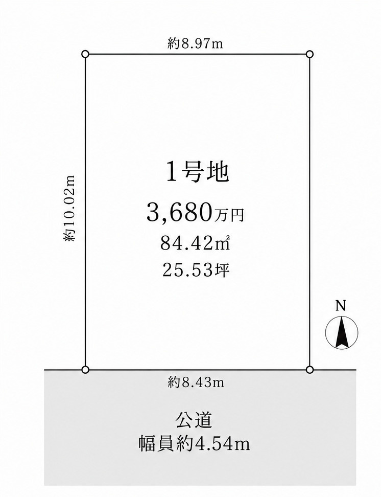土地は約25～26坪あり、2階建て・3階建てともにプランニングしやすい整形地です。駐車場もしっかり確保できます。