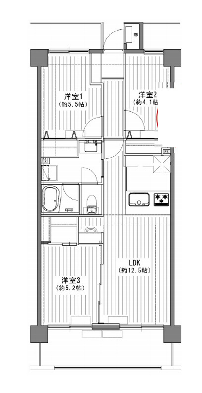 【ストークマンション上尾浅間台】・3LDK・専有面積62.10m2・バルコニー面積m2