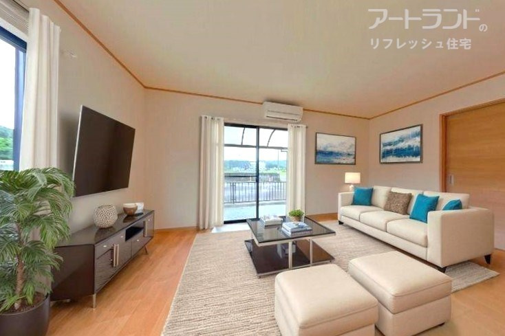 1階LDK16帖。　※家具はAI生成によるもので実際の物件や販売価格には含まれません。