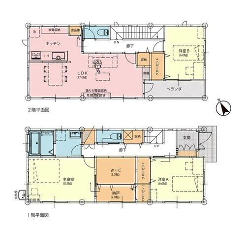 建物プラン例　　建物価格　1800万円、建物面積　108.96？