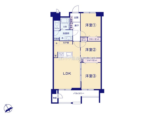 ～南向き3LDK　陽当たり良好、収納豊富な間取りです～