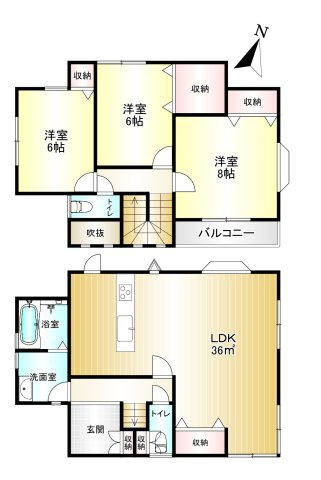 3LDK　土地面積：130.54？　建物面積：99.36？　駐車場あり