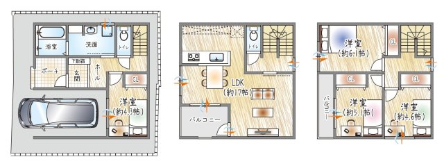 【参考プラン？】(ベストプラン建物価格：2480万円～)　■建物面積：98.97？　■3階建て×4LDK　ゆとりのある洗面室で、洗う・干す・しまうがスムーズに完結♪