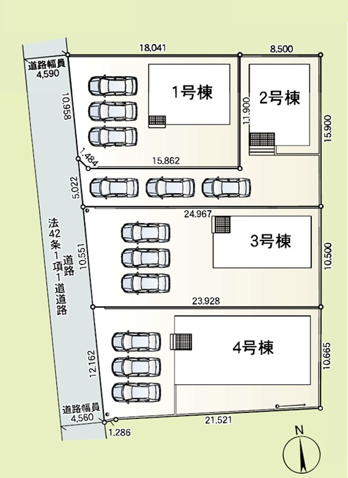 全4区画の2号棟です。土地約61坪。