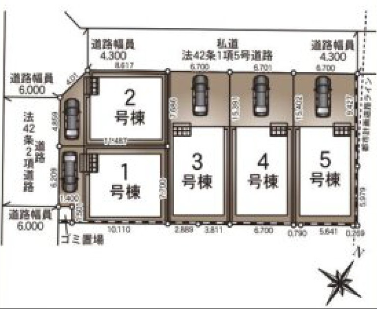 対象地：1号棟　駐車スペース1台可(車種による)教育・商業施設が充実した子育て世帯に優しい住環境です